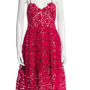 NWT - SELF PORTRAIT, SIZE 10, RED LACE DRESS, TEA LENGTH, LINED